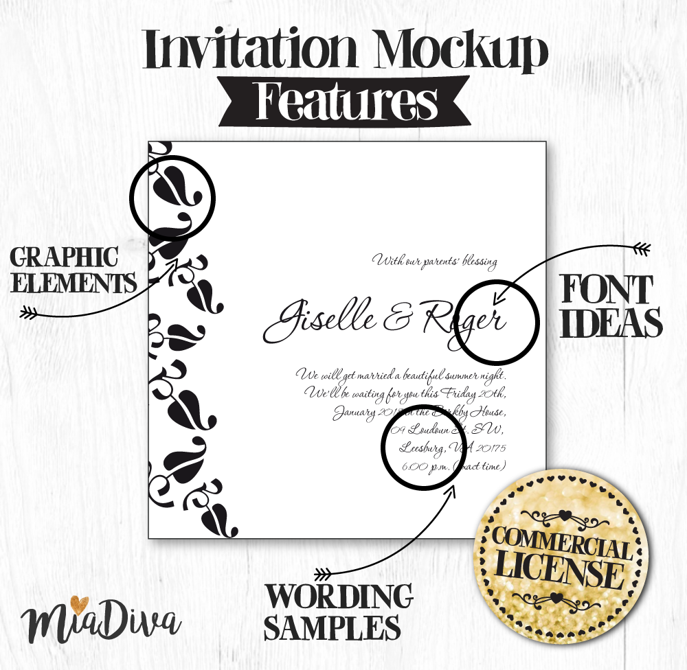 Invitation mockup features